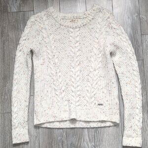 Hollister Cream Cable-Knit Crewneck Fisherman Confetti Sweater XS